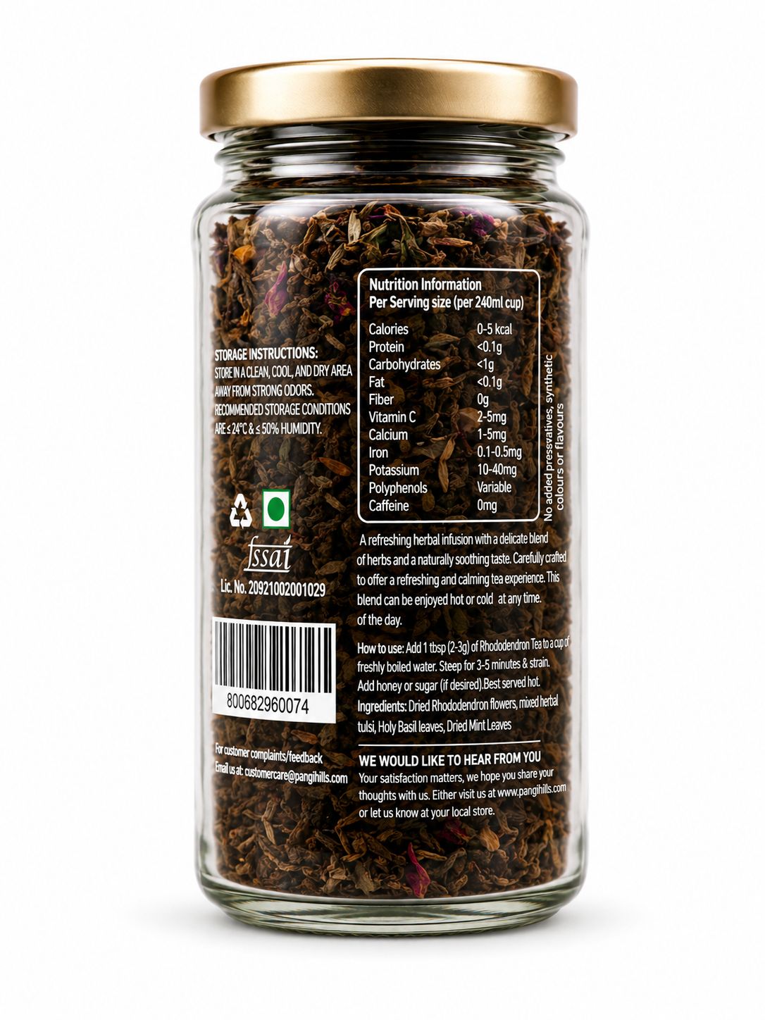 Pangi Hills Rhododendron Tea nutrition and brewing information