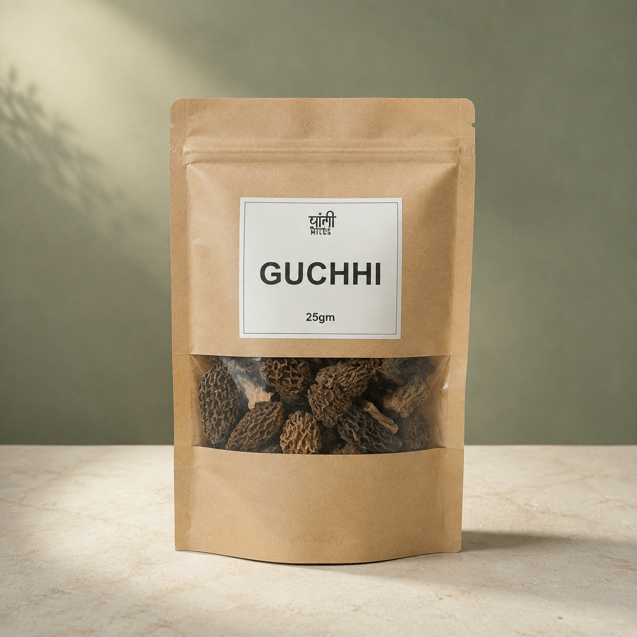 Pangi Hills Guchhi dried morel mushrooms front view