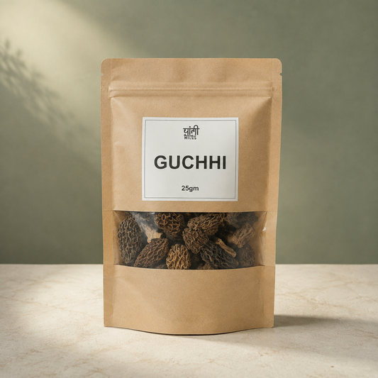 Pangi Hills Guchhi dried morel mushrooms front view
