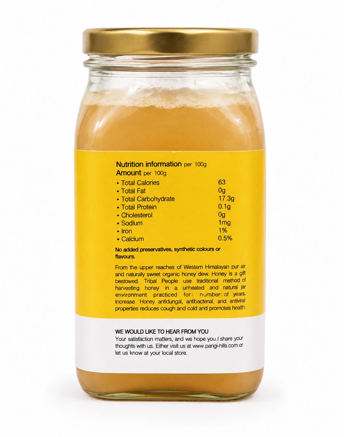 Pangi Hills White Honey nutrition information