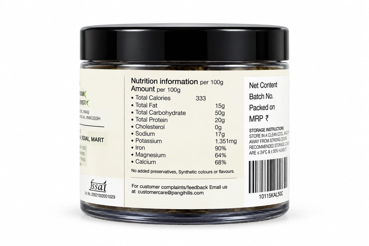 Pangi Hills Kala Jeera 50gm nutrition information