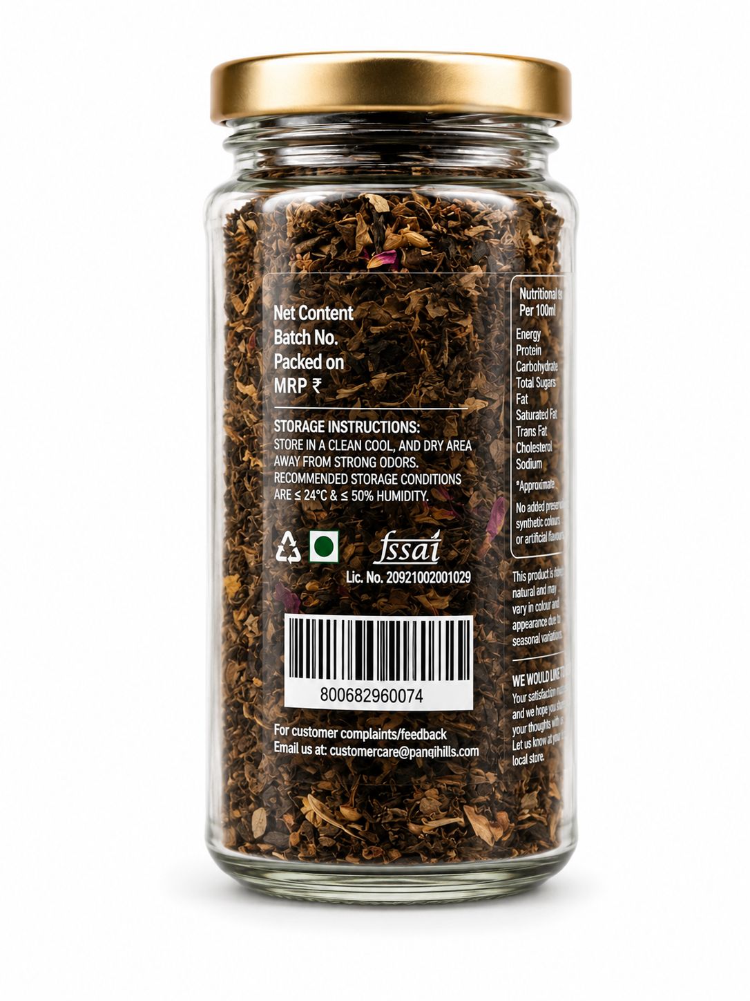 Pangi Hills Rhododendron Tea 50gm back label